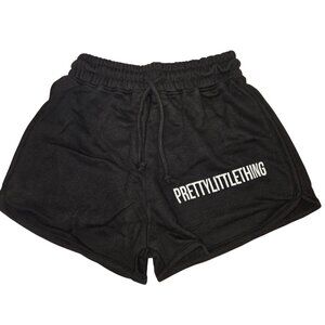 PrettyLittleThing Black High Waist‎ Runner Shorts XS Cotton Blend Comfy